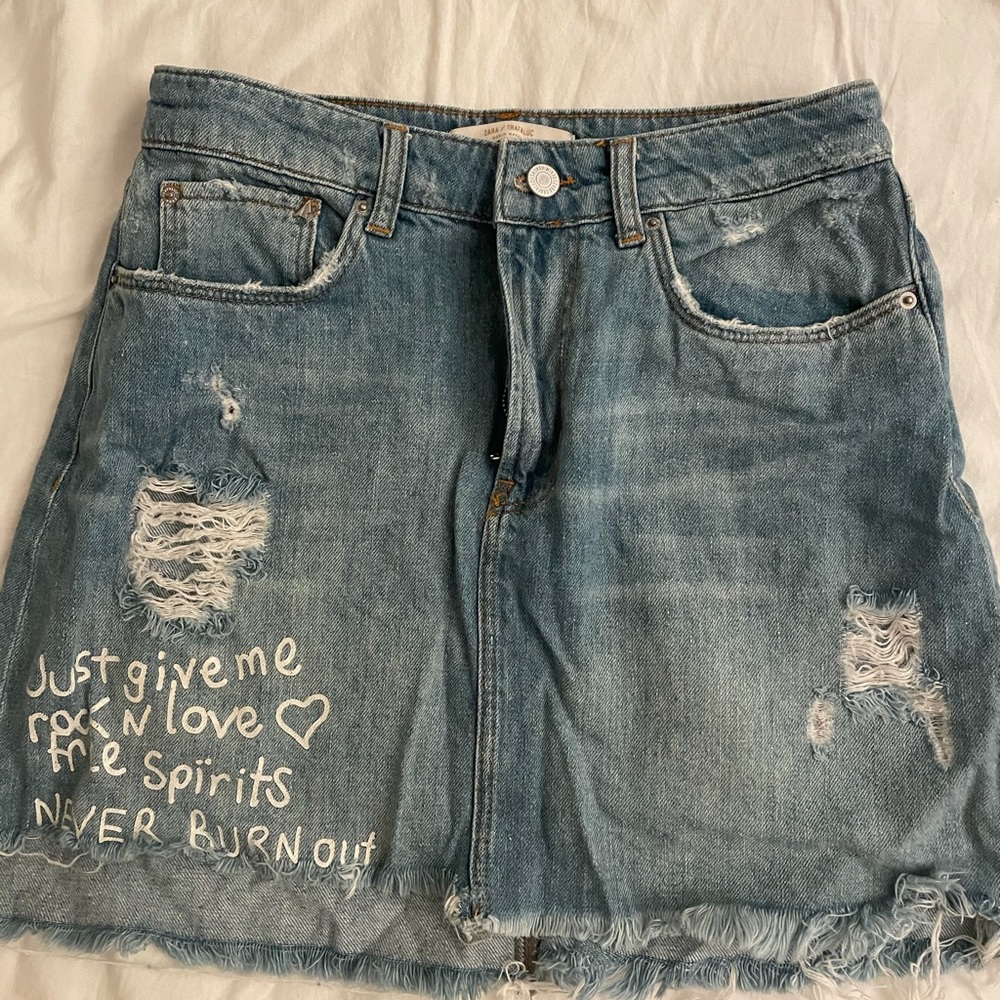 zara denim skirt